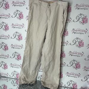 Tommy Bahama pants linen & silk flowy beach style Tan Chinos Relaxed Fit comfy